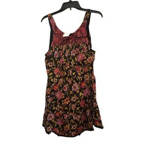 Free People Womens Sleeveless Floral Smocked dress S Black & Red